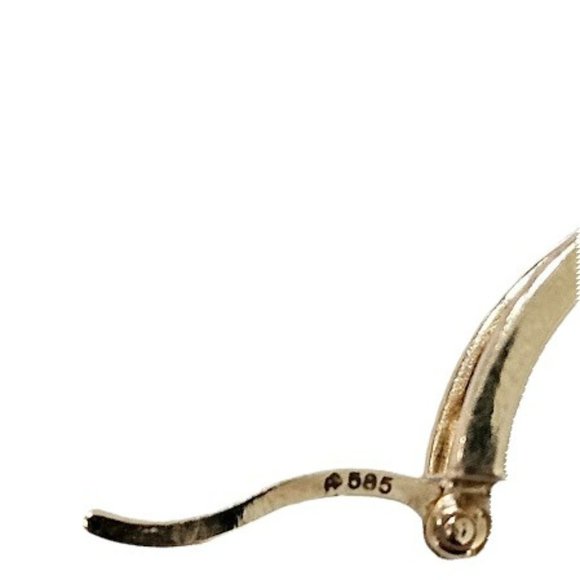 Estate textured round vintage 14K gold hoops - Picture 5 of 7